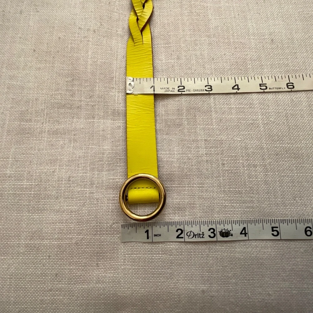 J.Crew UK Yellow Braided Leather Adjustable Belt Size XS/S NEW